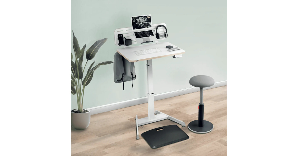 LeitzErgo Elektrisch Zit-Sta Bureau (80x60 cm) met sta-op herinneringsfunctie tafel  (Wit)