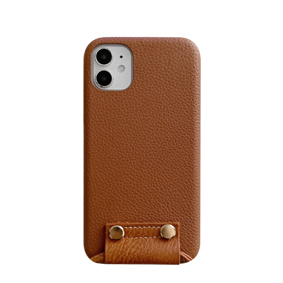 iPhone 11 Necklace Leder Schutz Hülle   Handykette (140cm) - Braun