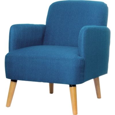 Fauteuil d'accueil BROOKS avec accoudoirs - pieds en hêtre massif - bleu
