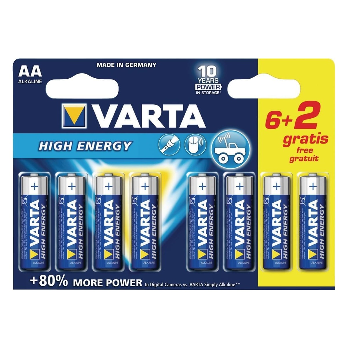 Varta Alkaline Batteri AA 1.5 V High Energy 8-Promotional Blemme