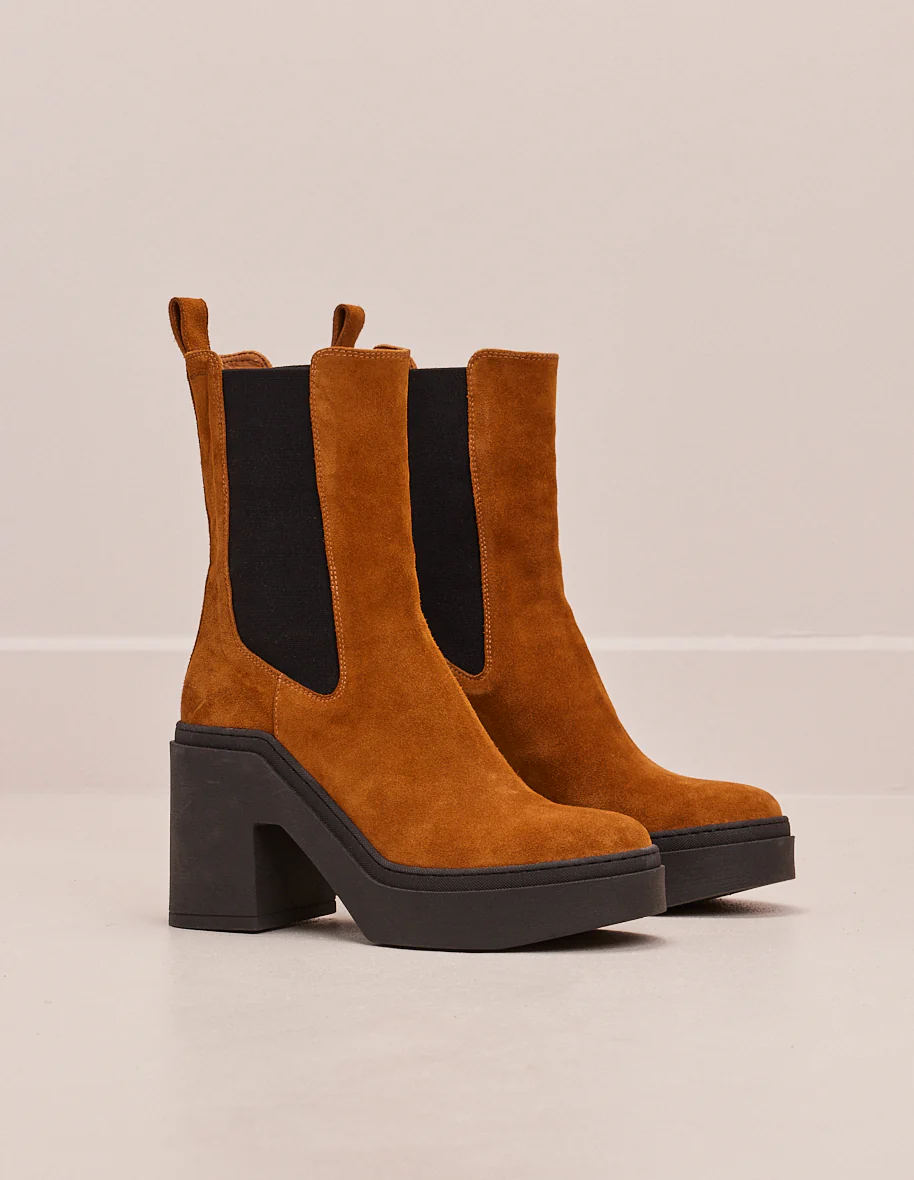 Bottines à talons Sophie - Suède ambre