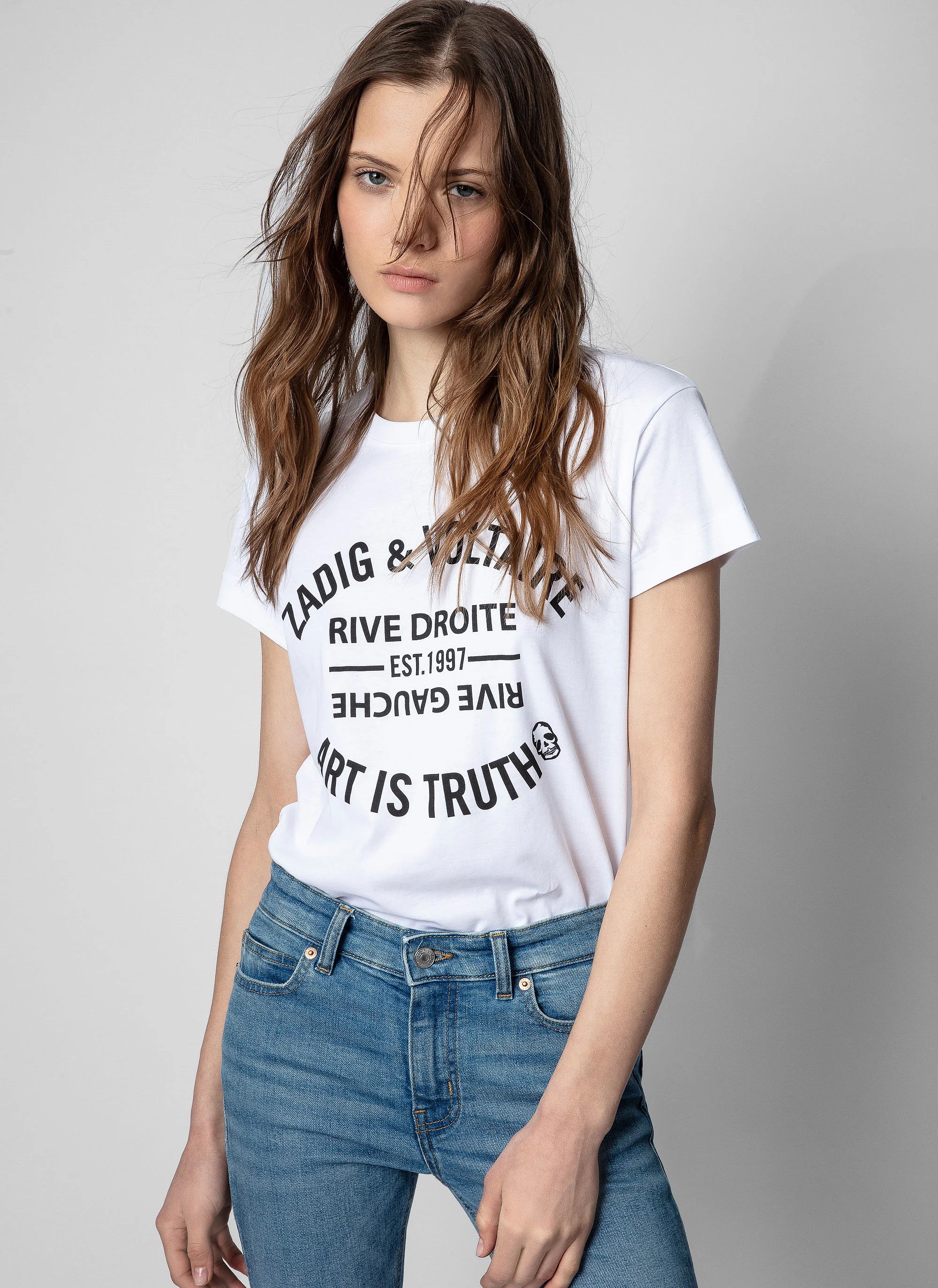 WALK - Tee-shirt col rond sérigraphié en coton | Blanc