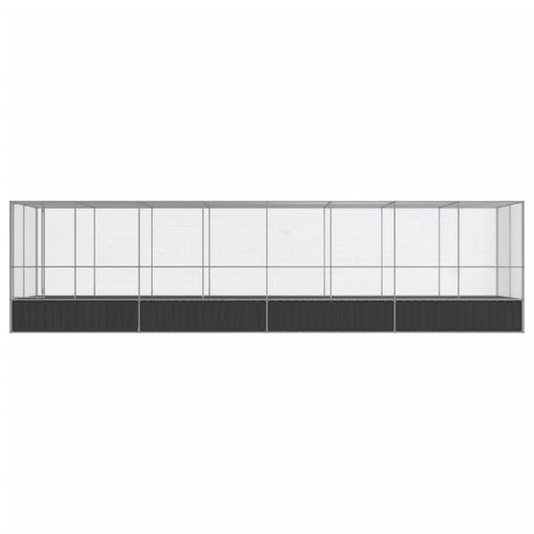 vidaXL Voliere med forlengelse sølv 832x207x212 cm stål