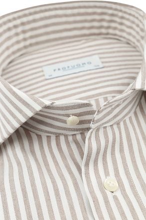 Profuomo Overhemd Streep Cutaway Beige PPVH30042B-F kopen