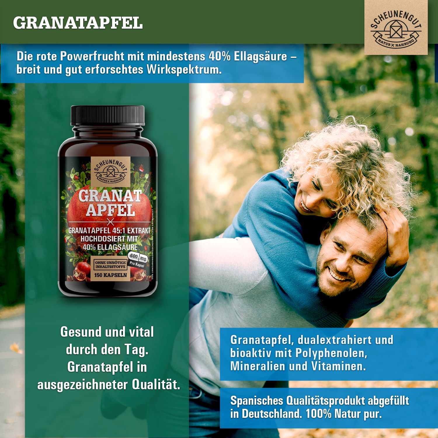 Scheunengut® Granatapfel Extrakt 45:1 | Hochdosiert mit mindestens 40% Ellagsäure & Polyphenolen