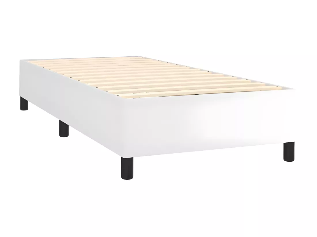 Sommier tapissier et matelas et LED Blanc 100x200 cm Similicuir