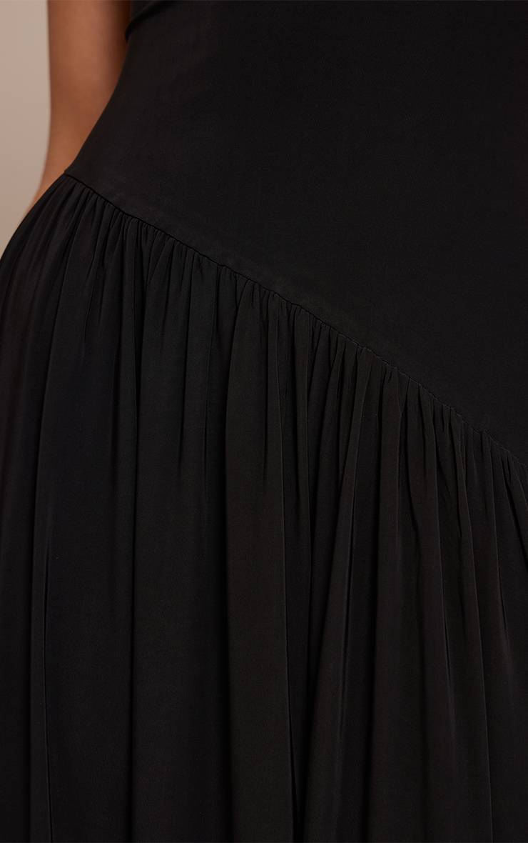 Noir Robe Maxi Asymétrique Double Couche Toucher Doux Tall