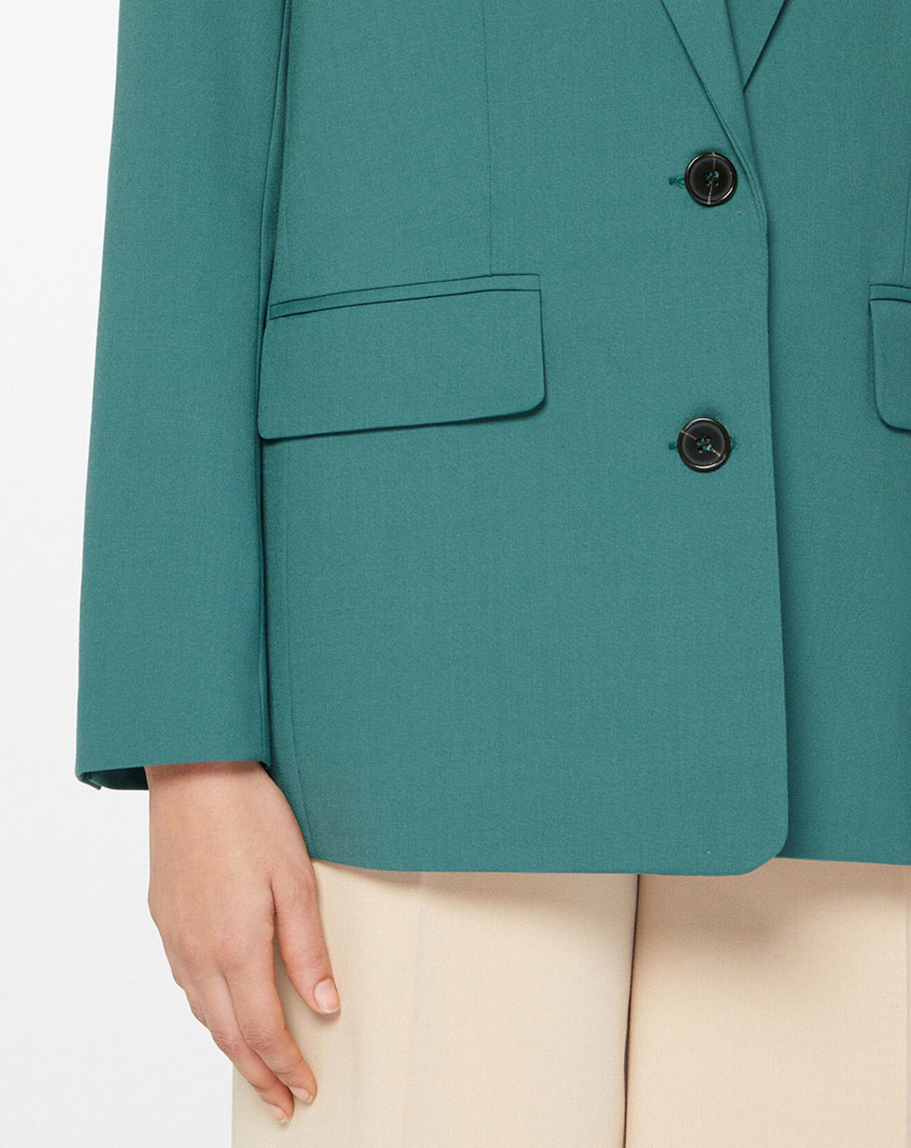 Galeries Lafayette Blazer droit en Laine mélangée Cléo Oversize vert