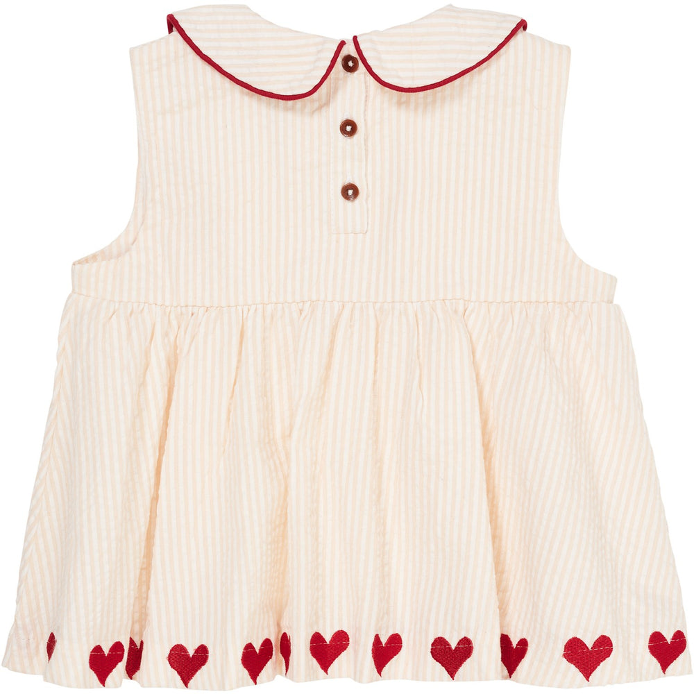 Køb COPENHAGEN COLORS Dusty Rose W Cream Stripe W. Berry Seersucker Ss Bluse W. Hearts