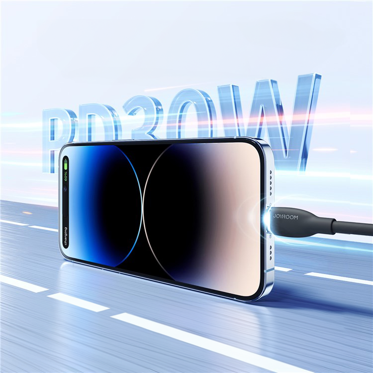 (1.2m) 30W USB C auf Lightning Ladekabel Silikon Datenkabel PD - Schwarz