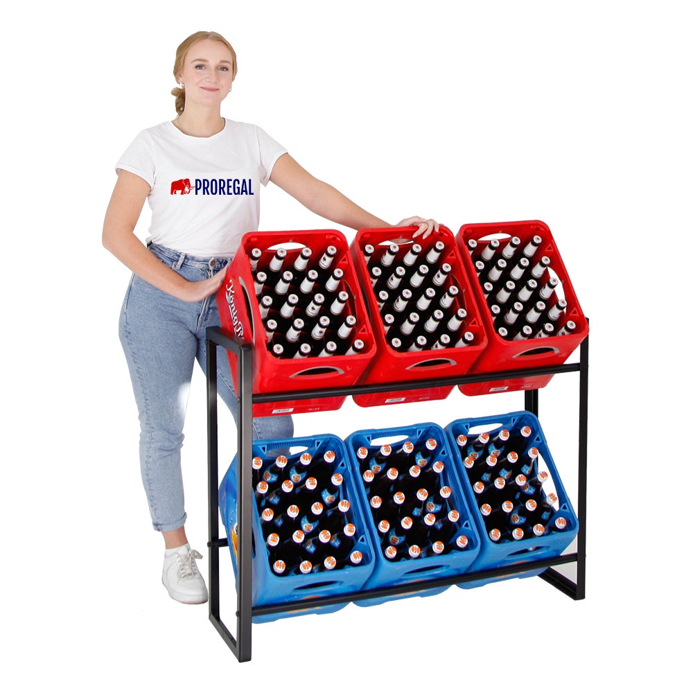 PROREGAL Drankkrattenrek Königssee HxBxD 82 x 105 x 32 cm 6 kratten Zwart