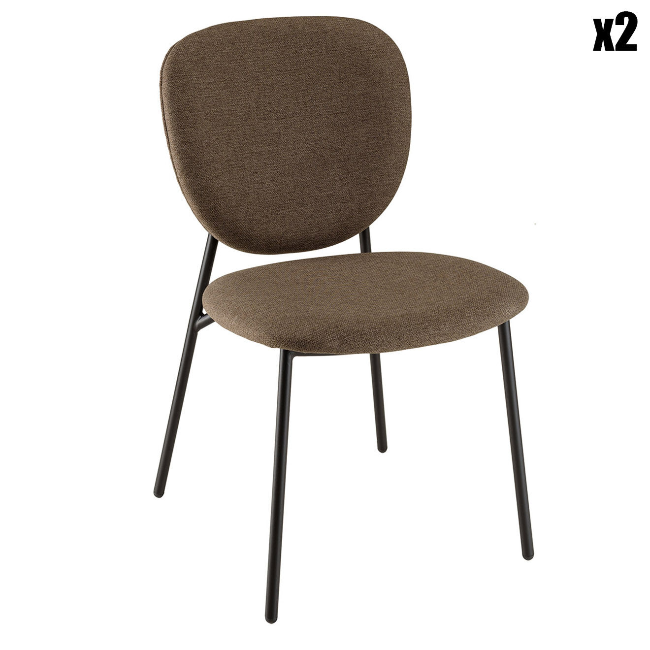 Macabane 2 Chaises en Tissu Tom marron - 48x56x83 cm