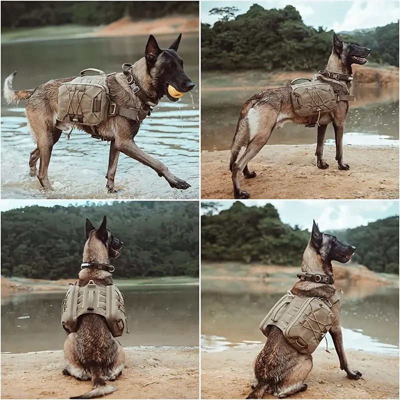 Wasserabweisende Nylon Hunde Weste Outdoor Haustier Rucksack mit Seitentaschen   Haltegriff - Grün