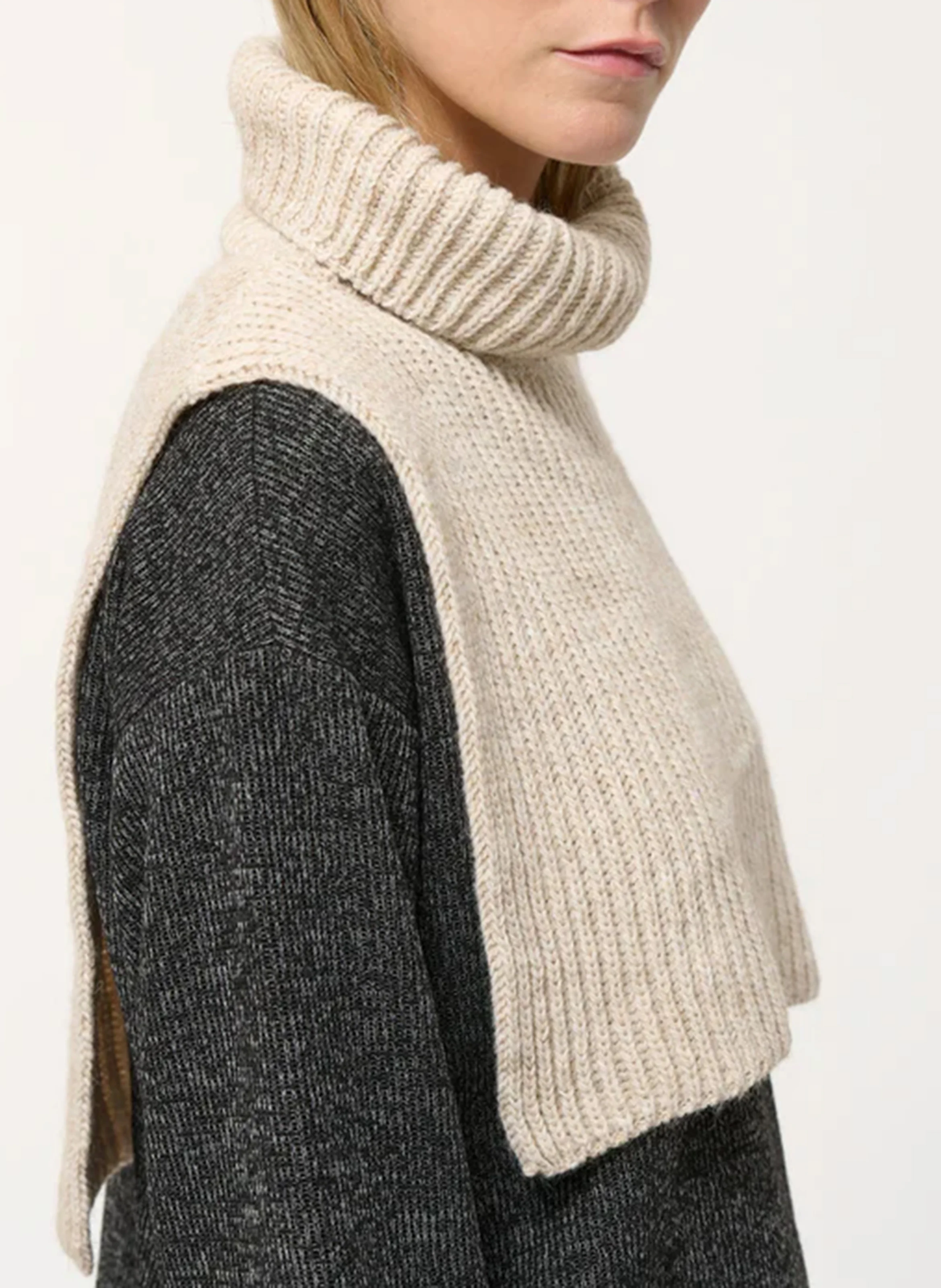 Col amovible en maille | Blanc