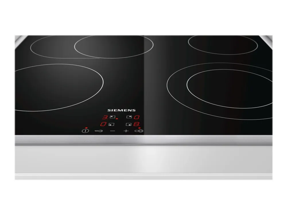 Siemens iQ300 ET645HN17E - Keramisk kogeplade - 4 plader - Niche - bredde: 56 cm - dybde: 49 cm - med rustfrit stål-pynt - sort/rustfrit stål