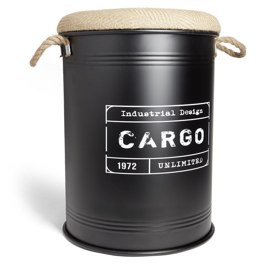 Pouf coffre de rangement grand modèle Ø40xH54,5cm noir
