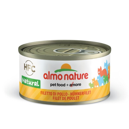 Almo Nature HFC Frango Natural em lata, 70 g, para gatos.