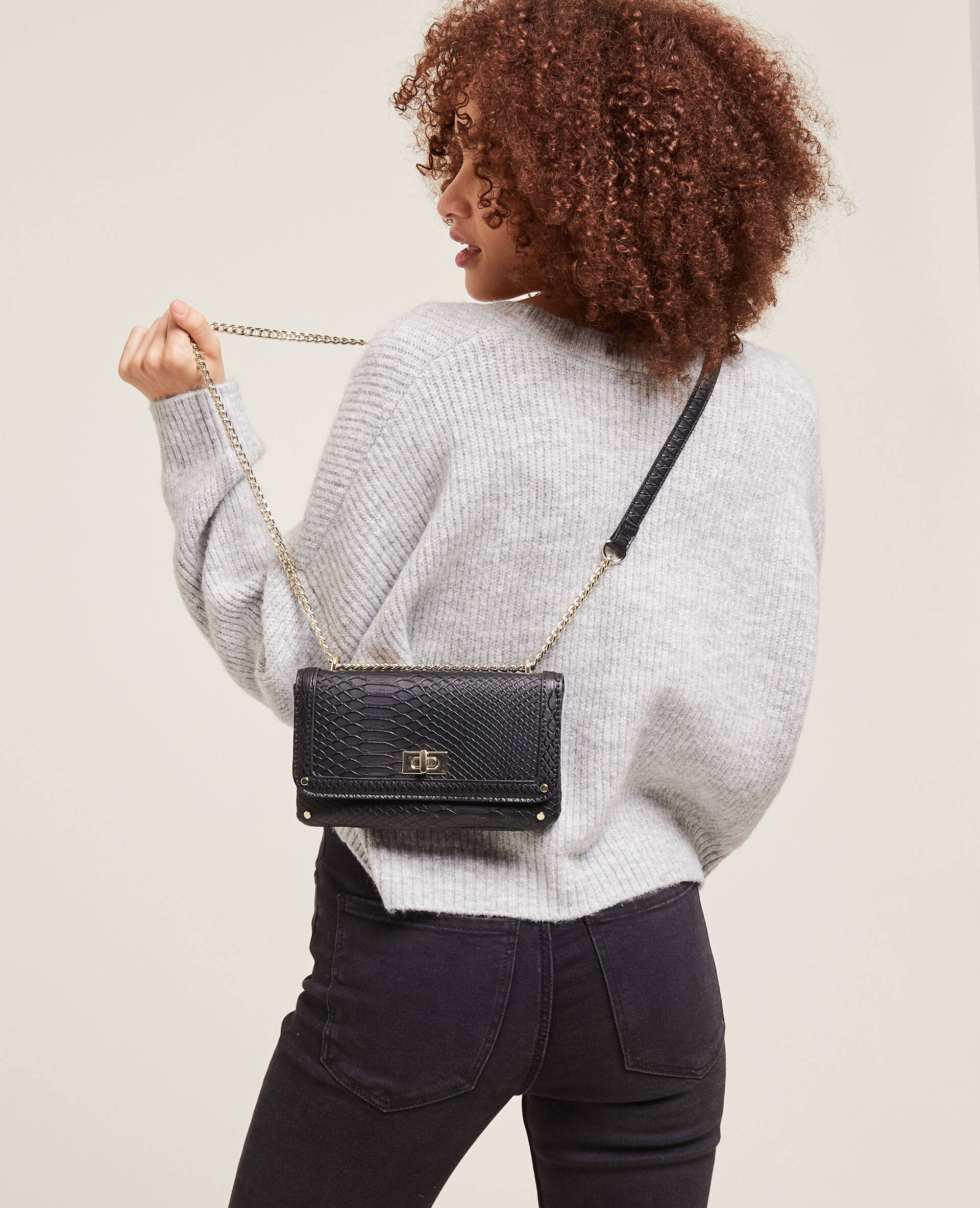 Sac pochette avec chaines - Noir