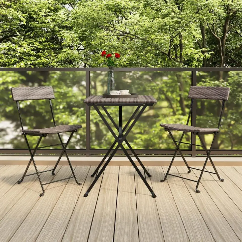 vidaXL - Inklapbare Bistrostoel - Grijs - Poly rattan en staal - 2 stuks