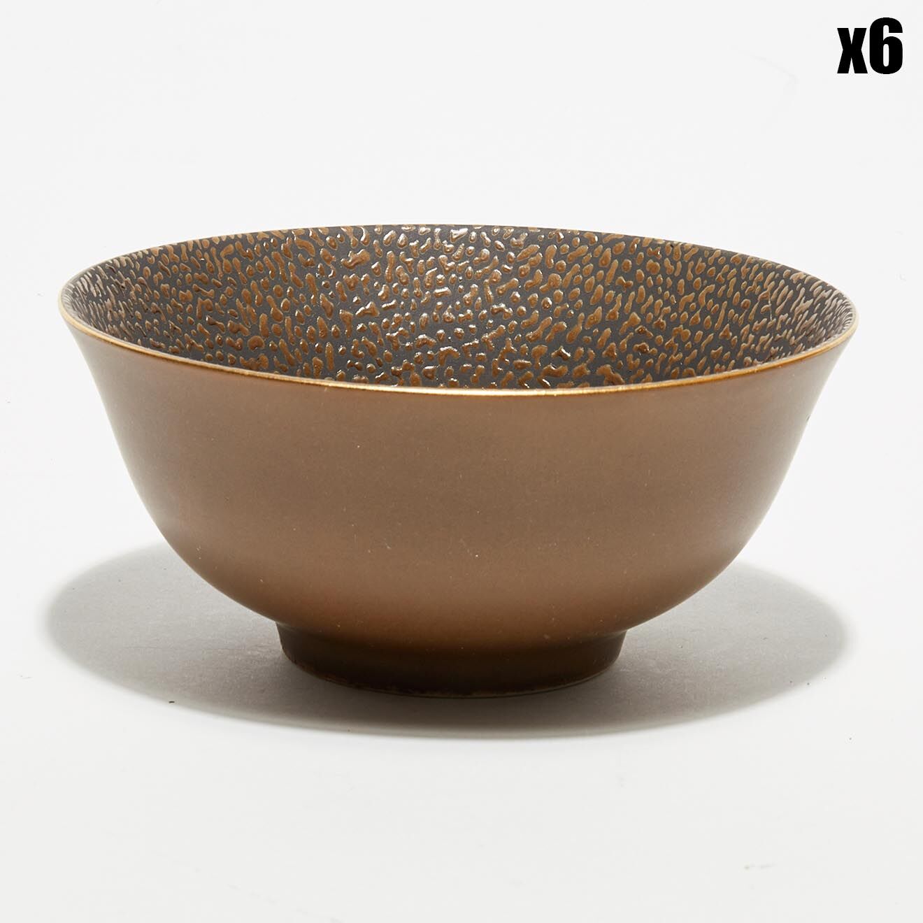 Pomax 6 Bols en Porcelaine Lezard bruns - D.15xH.7 cm