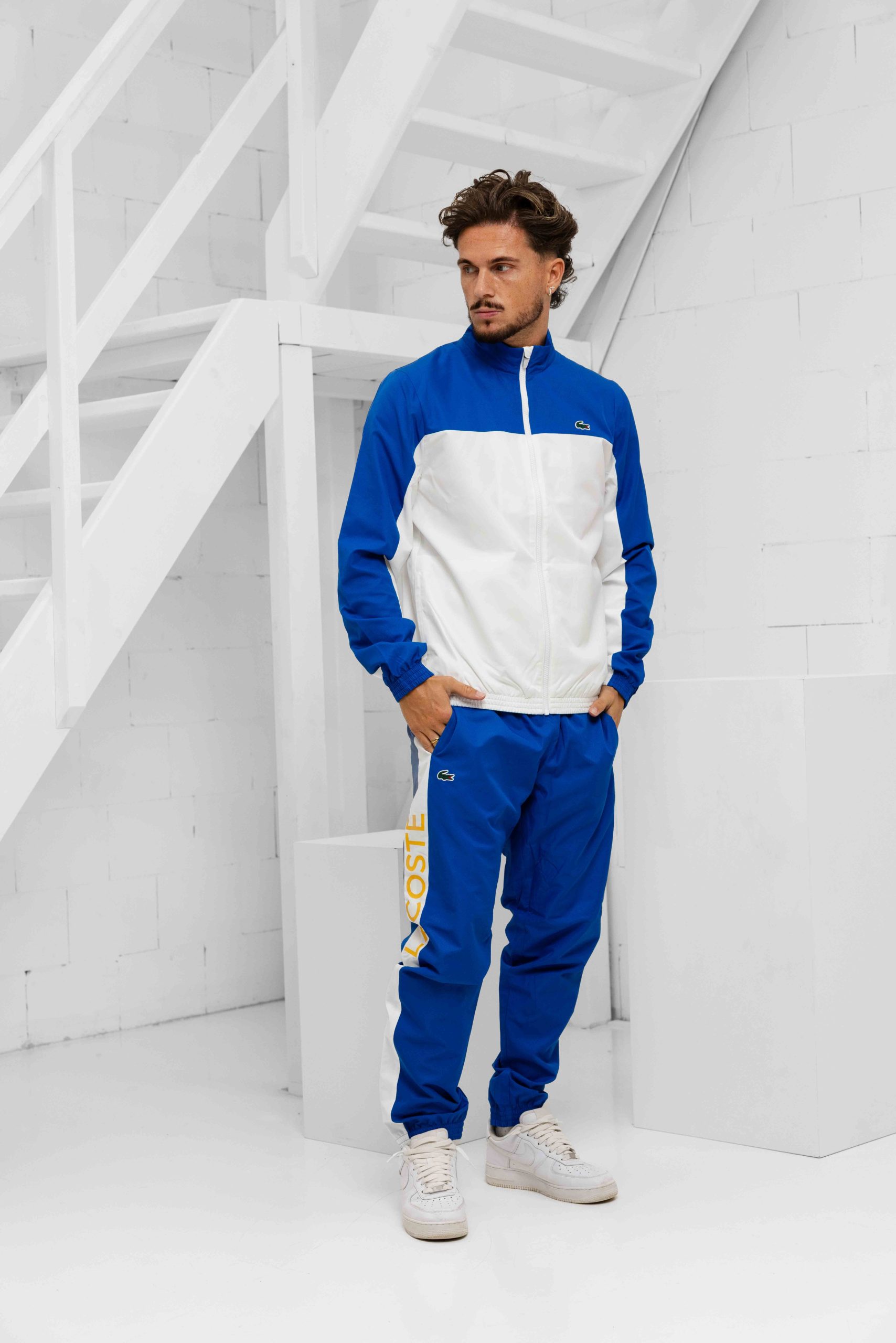 Lacoste Sport Print Trainingspak Heren Wit/Blauw