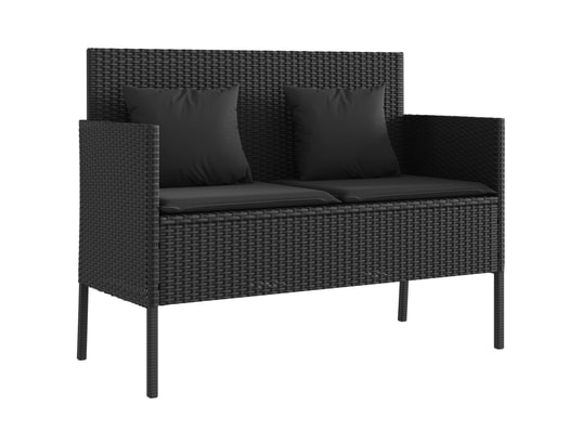 VIDAXL - Banc de jardin avec coussins noir résine tressée