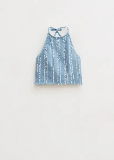 Halter top met franjes blauw (BLW.USM)