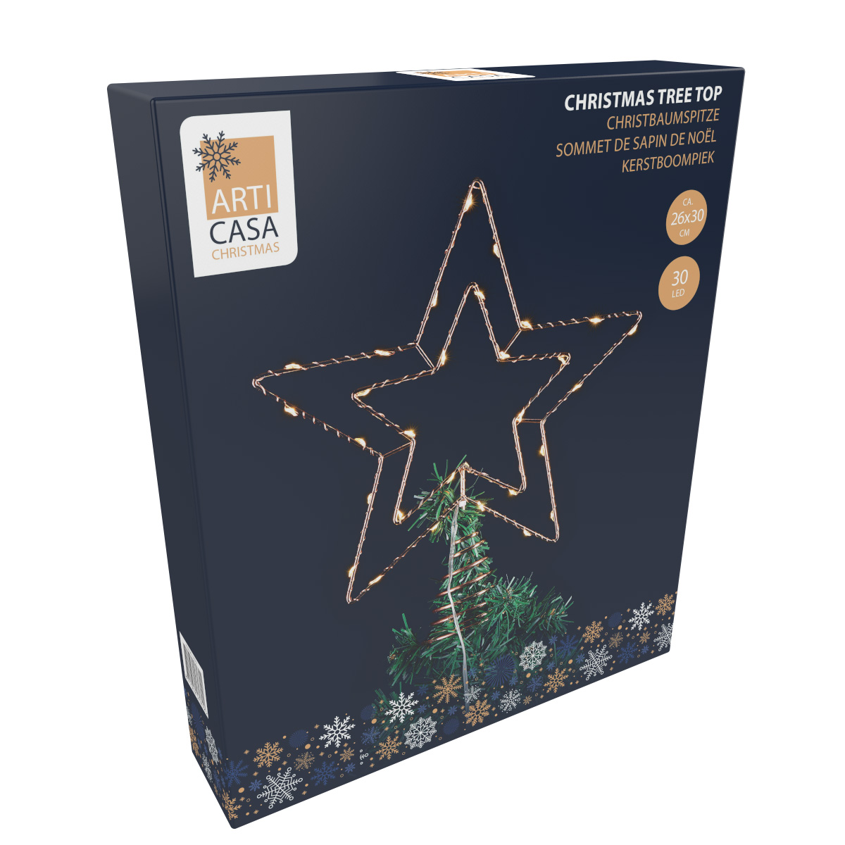 LED Christbaumspitze roségold