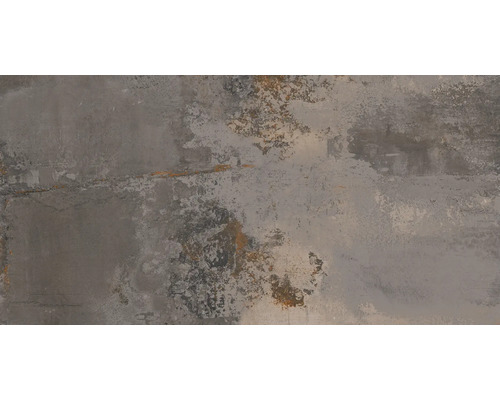 Porseleinen terrastegel Metallic Steel Black gerectificeerde rand 120 x 60 x 2 cm