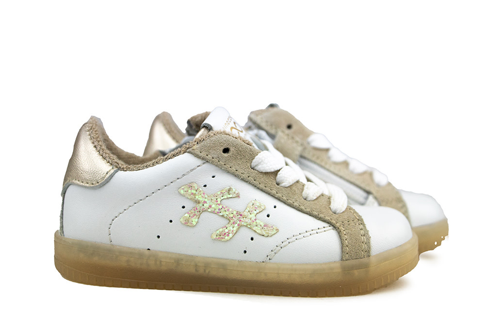 Pinocchio Sneaker Wit Beige Combi