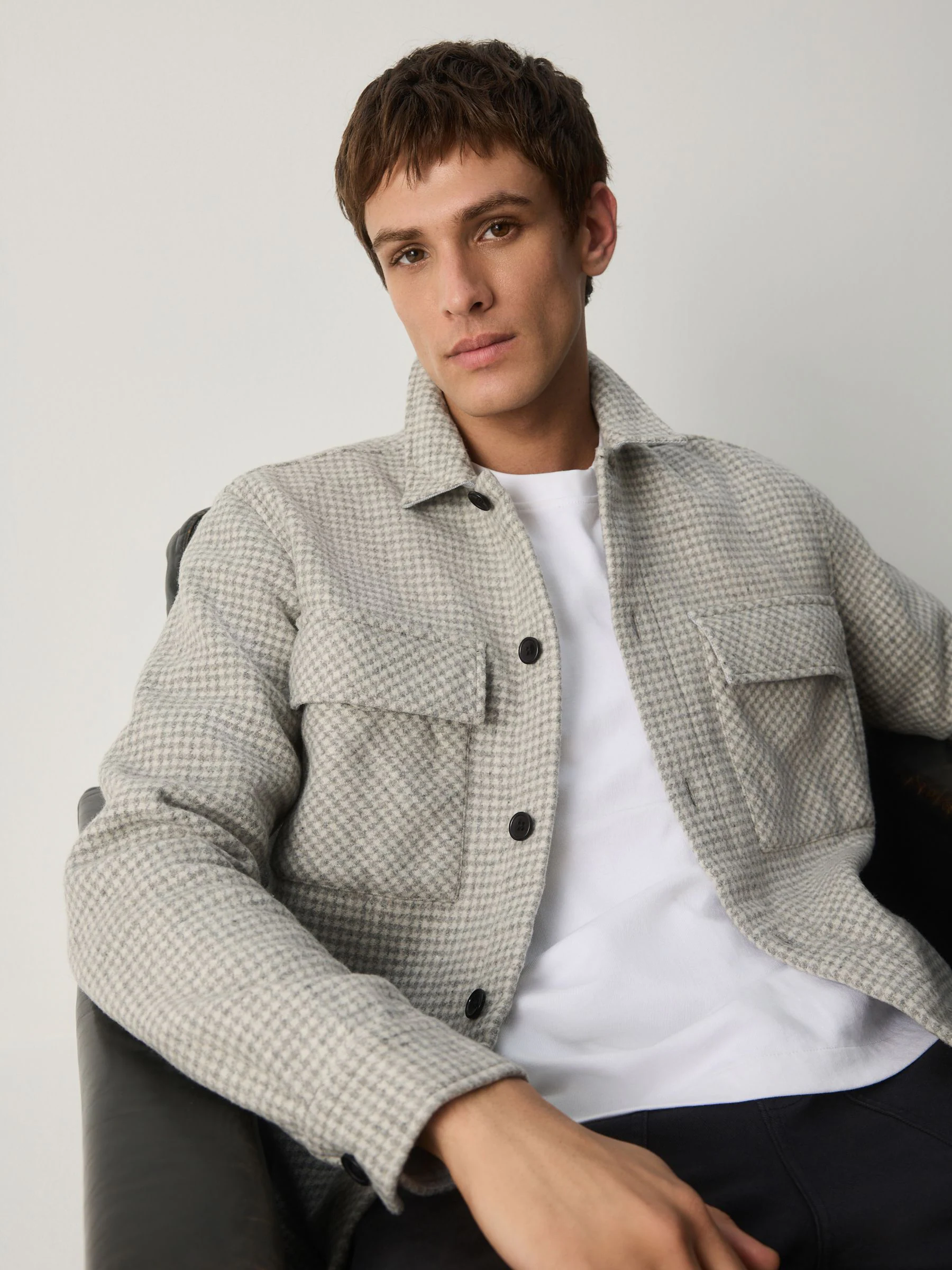 Grijs - Houndstooth Check Shacket