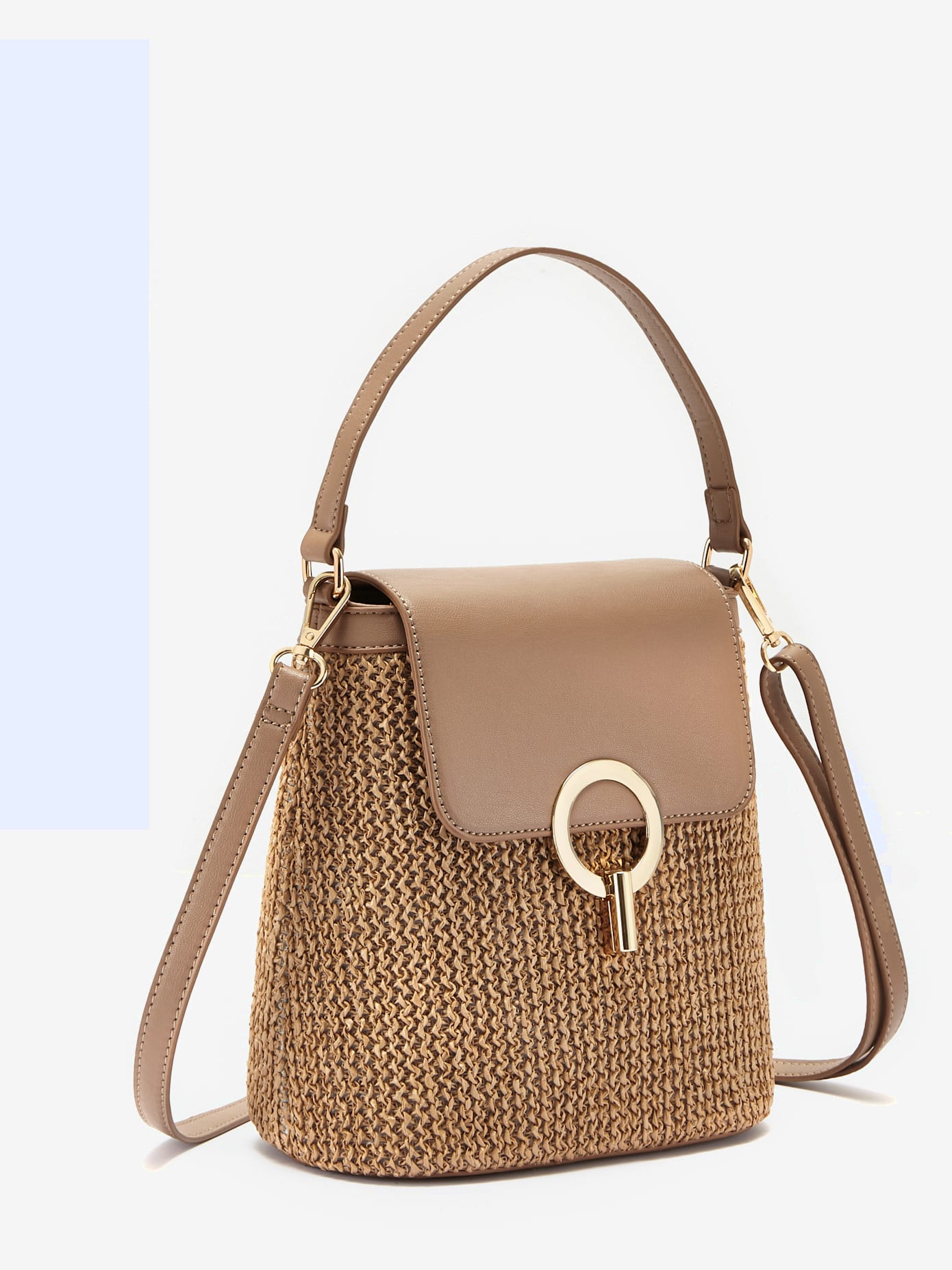 Sac en bandoulière élégant sac à main avec détails couleur or et bandoulière amovible