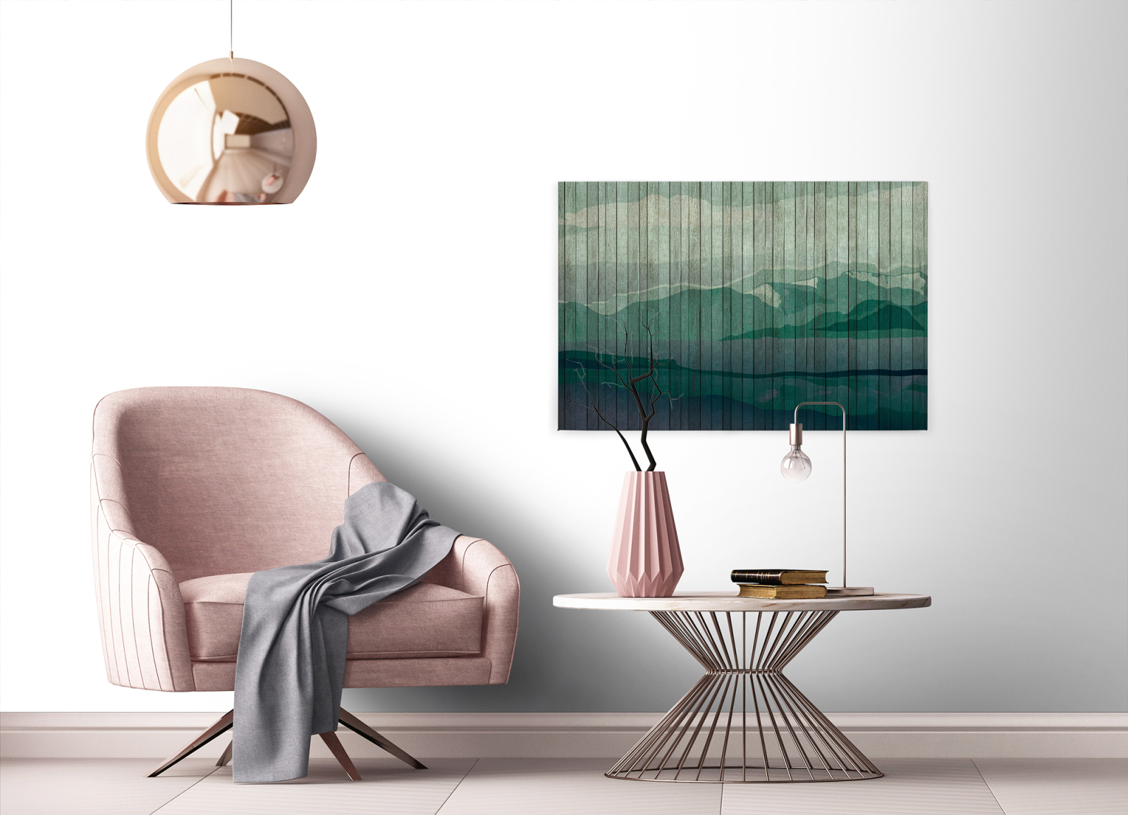 Leinwandbild BERGE - grün - 90x60 cm