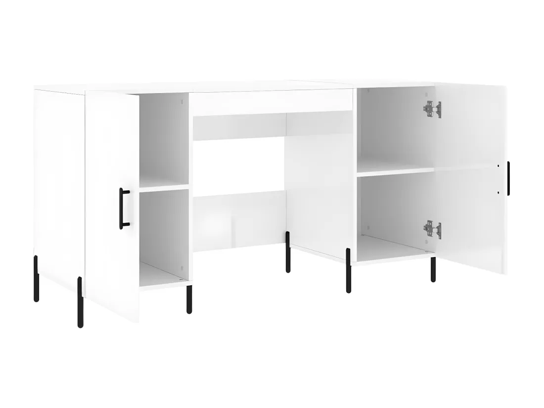 Bureau Blanc brillant 140x50x75 cm Bois d'ingénierie