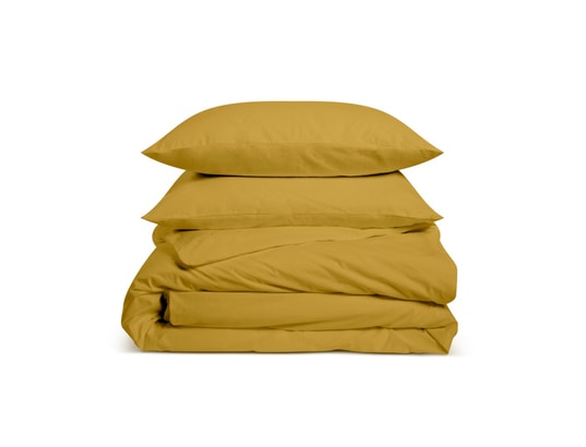 BLEU CALIN - Parure de lit housse de couette Parure percale de coton moutarde - 240x260 cm