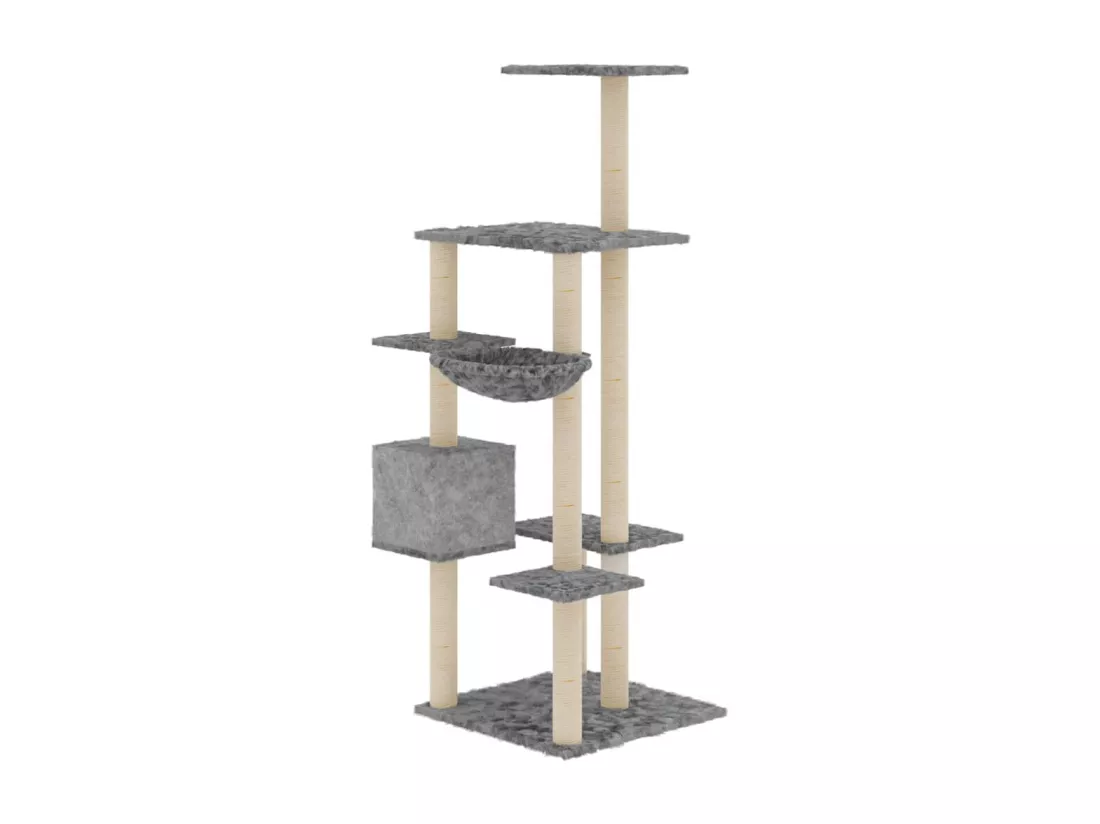 Arbre à chat avec griffoirs en sisal Gris clair 142 cm