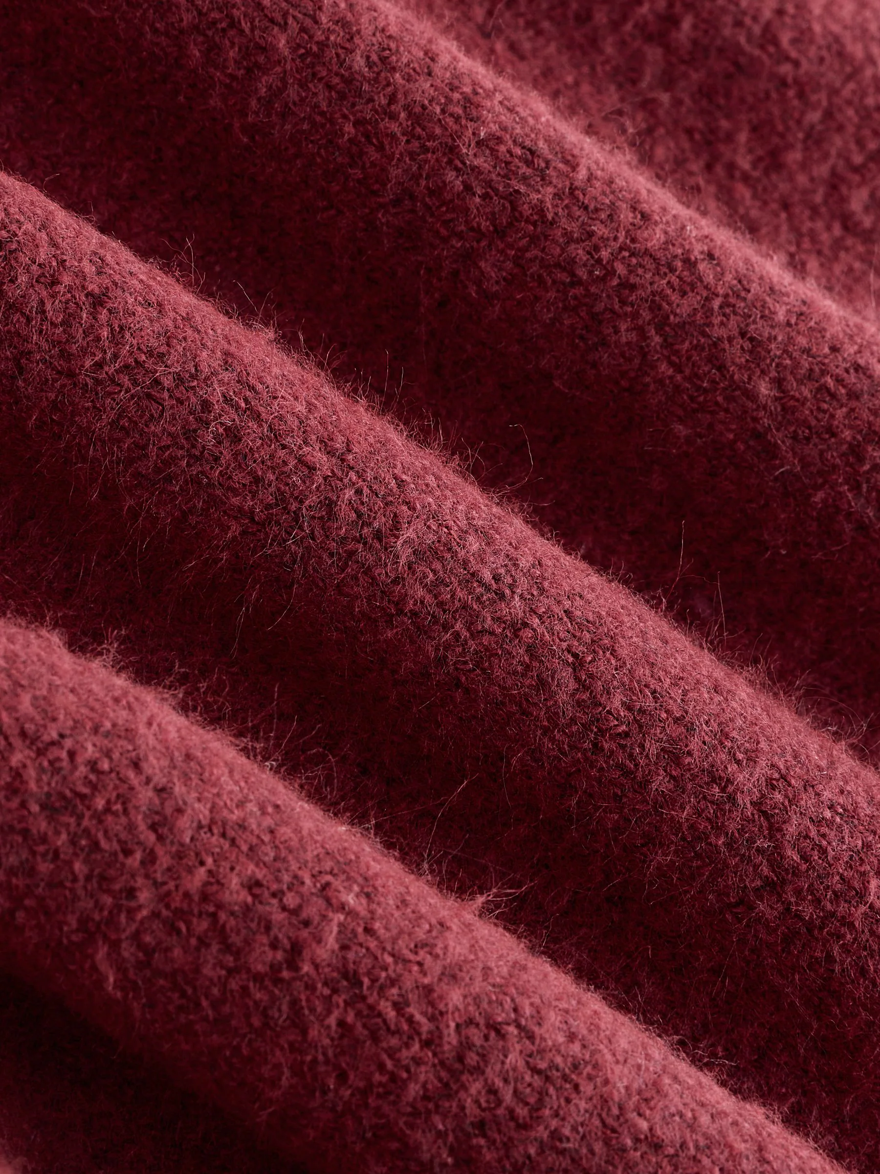 Bordeauxrood - Supersoft Ribbed Sleeve Knitted Midi Jumper Dress
