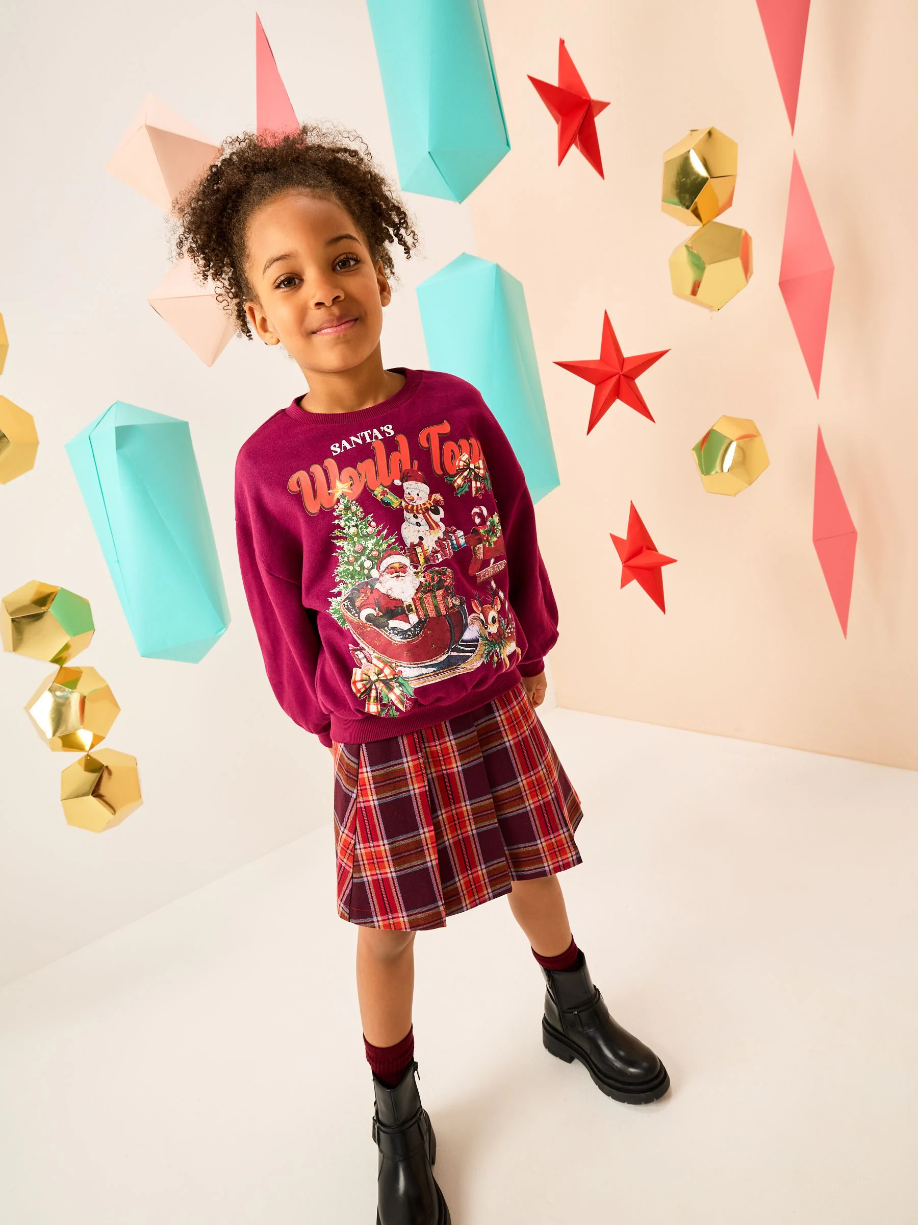 Berry Rood Kerstman - Kersttrui-sweatshirt (3-16jr)