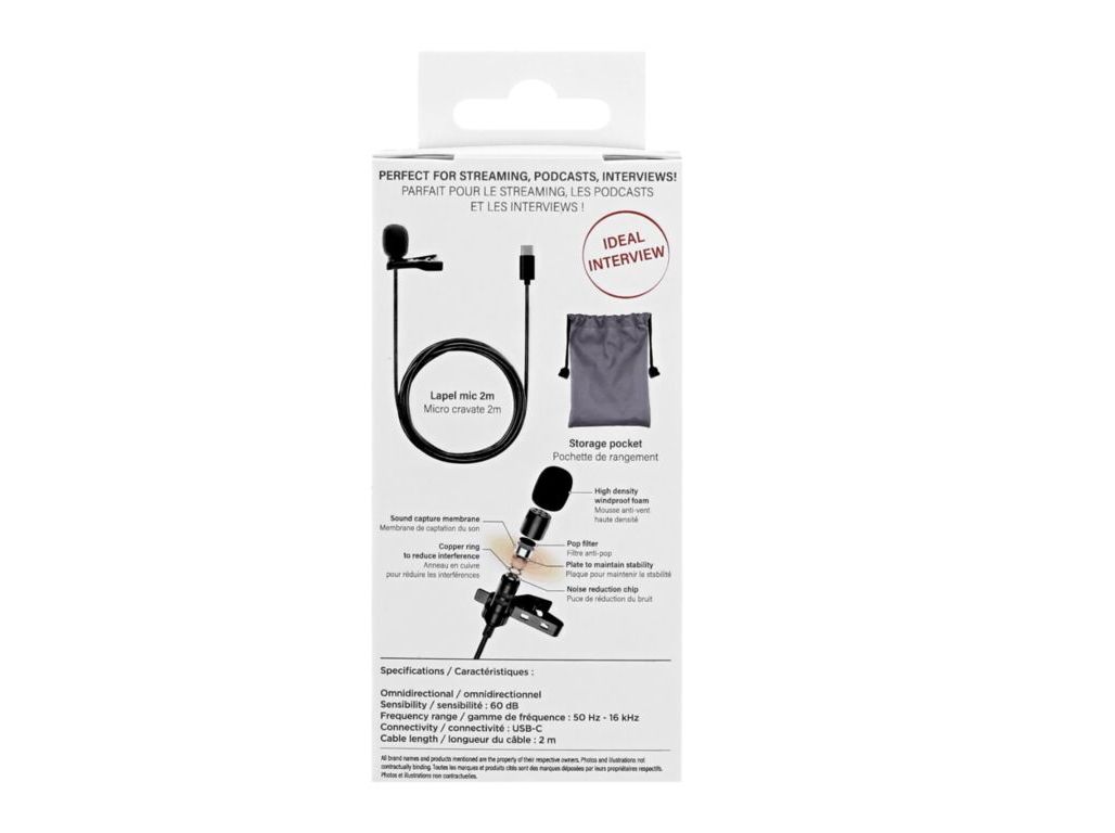 MICROFONE LAPELA TNB INLAPMICUSB1 USB-C