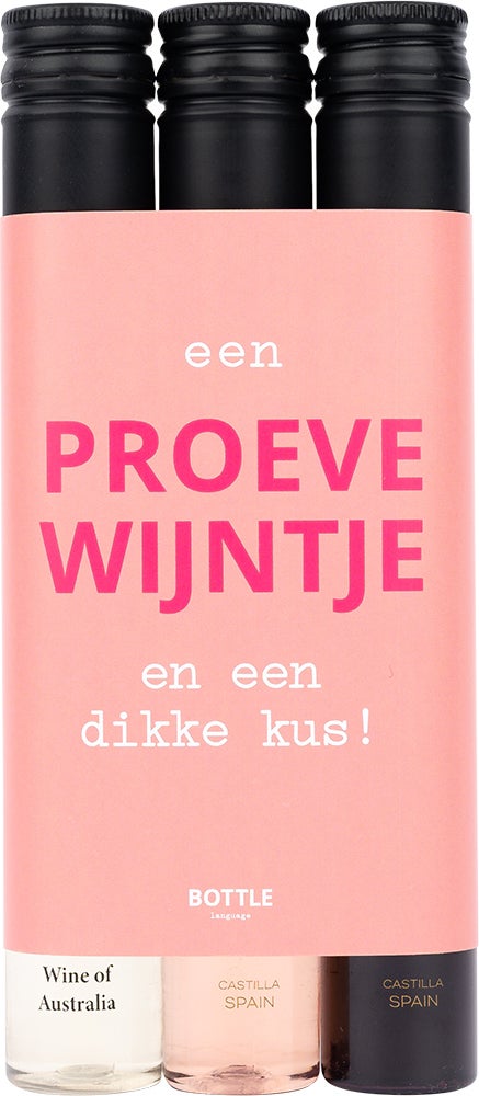Cadeauset 'Een proevewijntje en een dikke kus!'