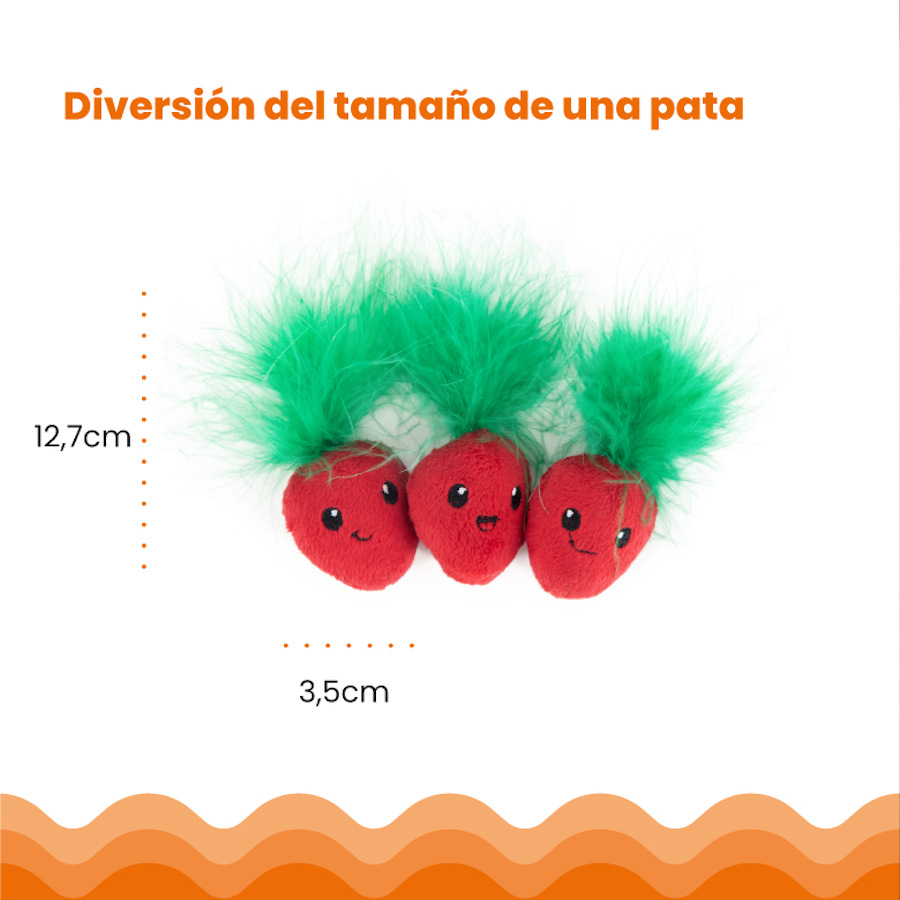 Brinquedo de pelúcia de morango Outward Hound Catstages Strawbabies para gatos