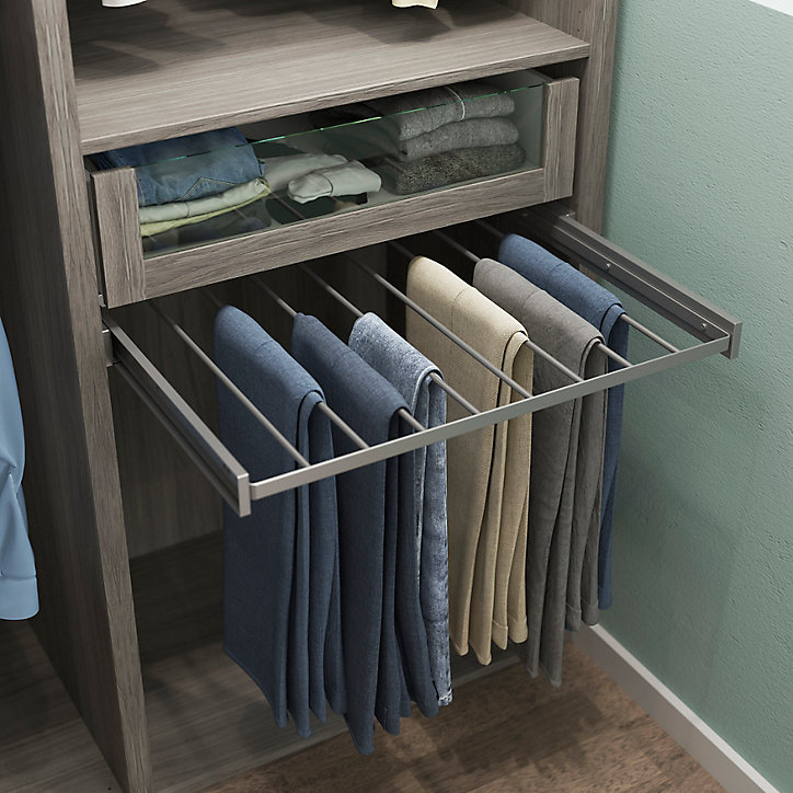 Porte-pantalons coulissant en acier gris 8 barres GoodHome Atomia L.71,4 x P. 51 cm