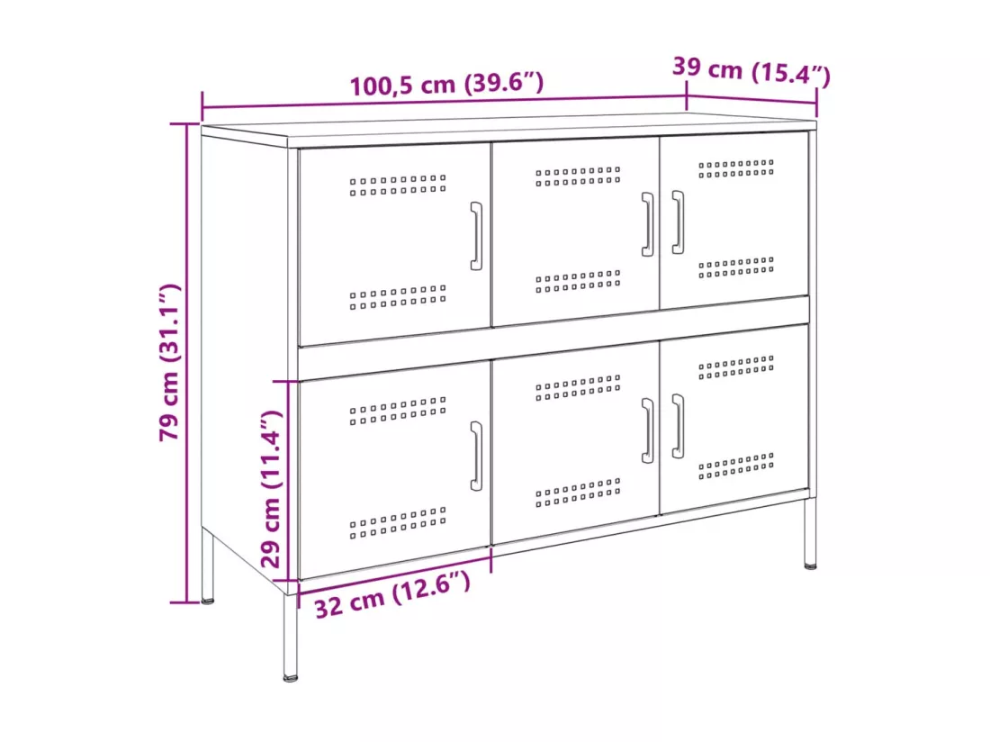 Buffet anthracite 100,5x39x79 cm acier