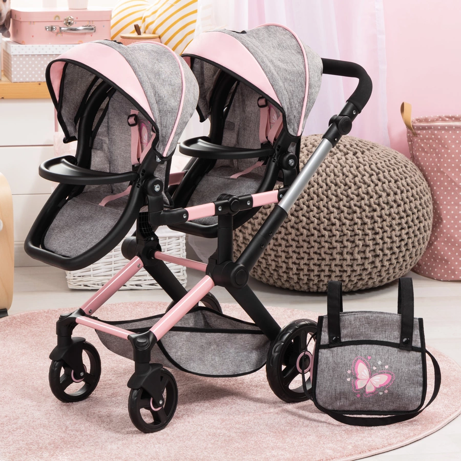bayer Design Zwillings-Puppenwagen Xeo Twin mit Schmetterling