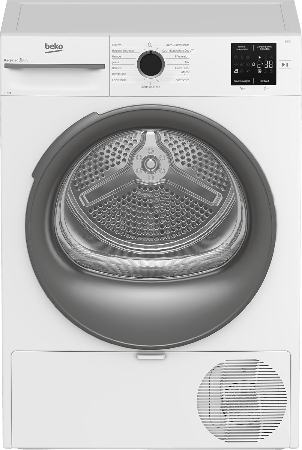 Beko BM3T39210W1 Wärmepumpentrockner, Wäschetrockner, 9 kg, allergikergeeignet, Hygiene Trocknen & Hygiene Auffrischen, 15 Programme, Express, Weiß