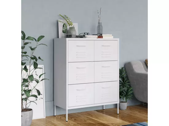 Armoire à tiroirs Blanc 80x35x101,5 cm Acier