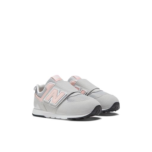 New Balance 574 NEW-B Hook & Loop Wide Sneakers, Raincloud/Pink Haze, 20