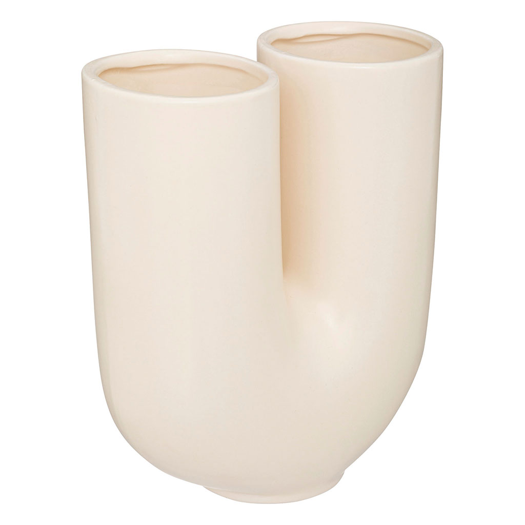 Vase RIVIERA céramique forme U blanc H 25cm
