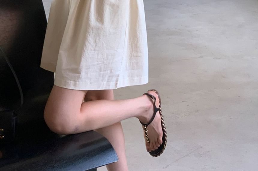 SeoulPop - 3/4-mouw V-hals effen playsuit