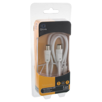 Q-Link coax kabel 3CV2 HF 1 meter stekker rechtwit